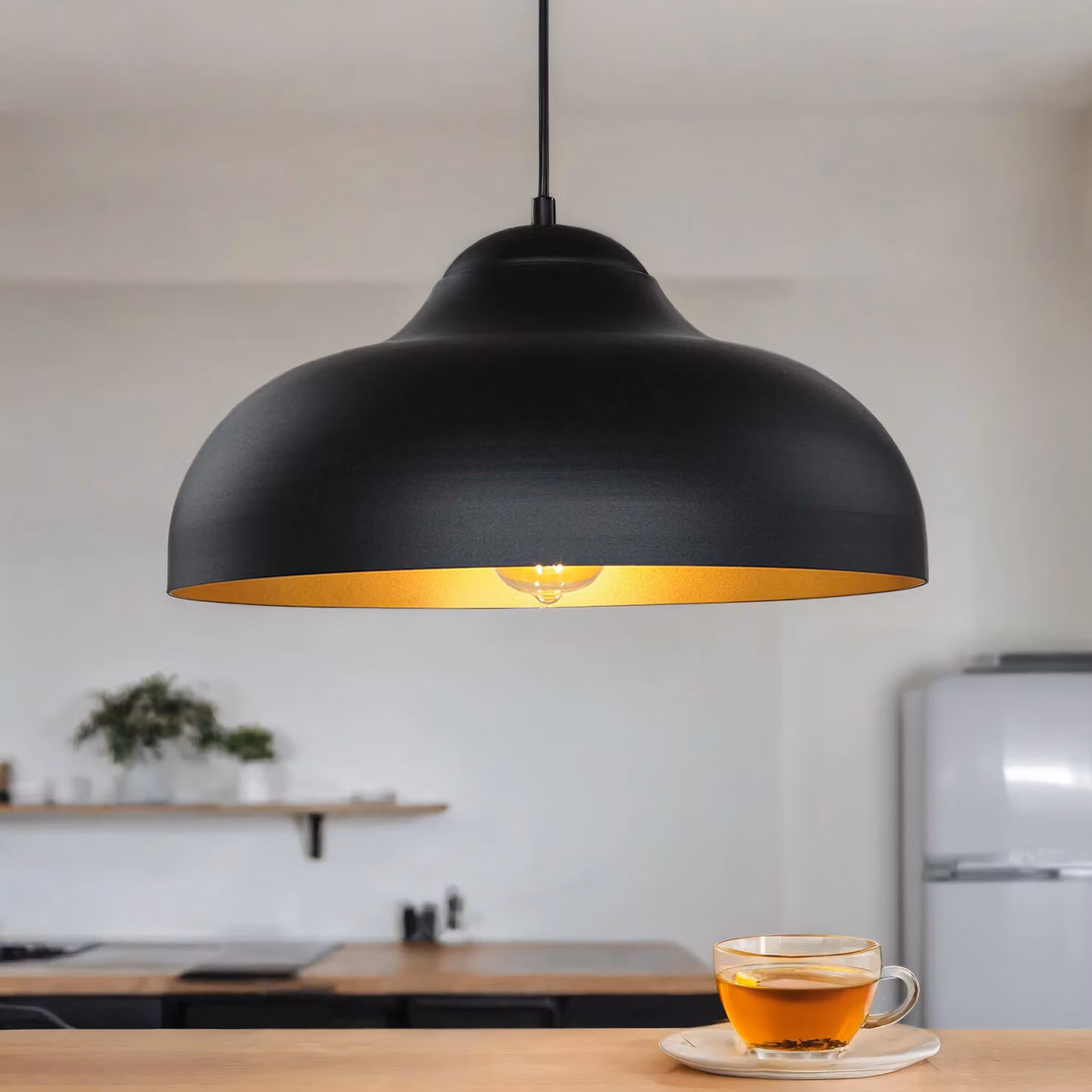 Lampada a sospensione oro nero Ø 40 cm E27 metallo sala da pranzo cucina luce a sospensione