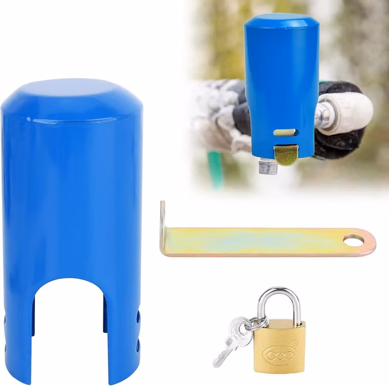 Rubinetto esterno - Serratura - Copertura per rubinetto esterno - Previene furti e atti vandalici - Blu