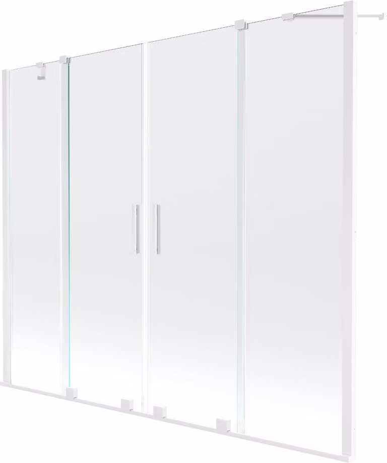 Mexen Velar Duo paravento per vasca da bagno a 2 ante scorrevoli 190 x 150 cm, trasparente, bianco - 896-190-000-02-20