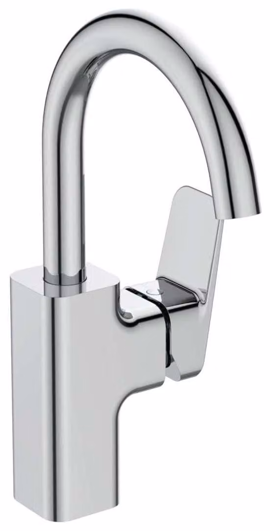 Miscelatore monocomando per lavabo, con beccuccio alto, finitura cromata, portata di 5 litri al minuto