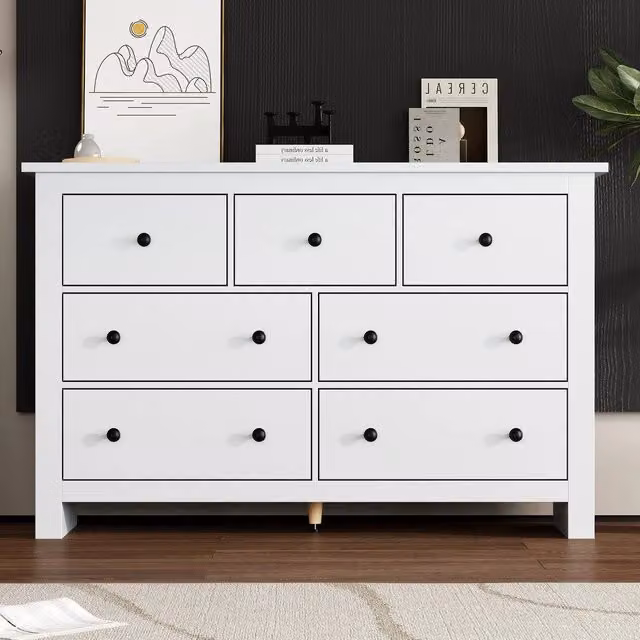 Consolle con 7 cassetti salvaspazio ¨C Minimal ¨C Bianco legno per ingresso soggiorno