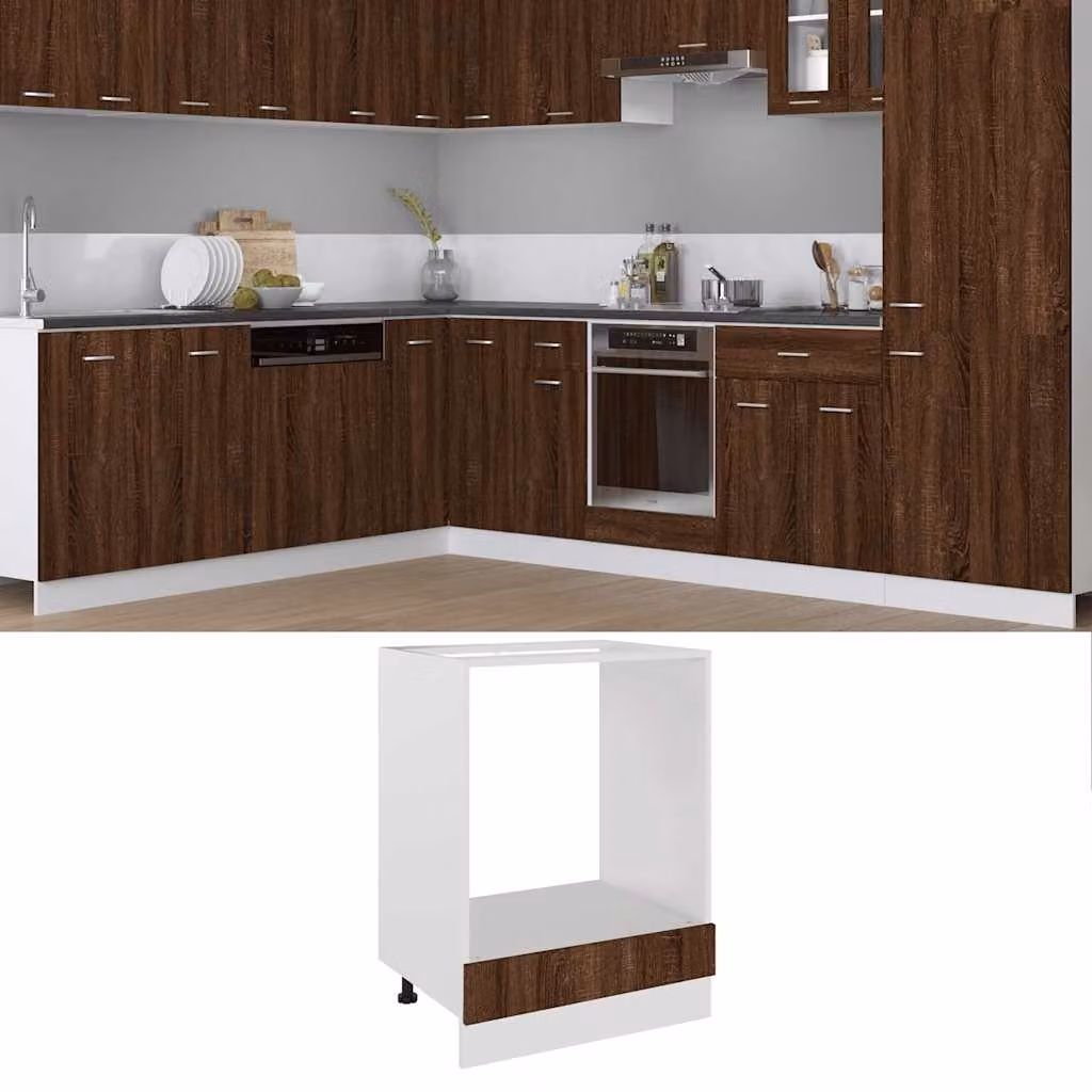 Mobile da forno vidaXL Riga in legno marrone L: 60 cm, P: 46 cm, H: 81,5 cm
