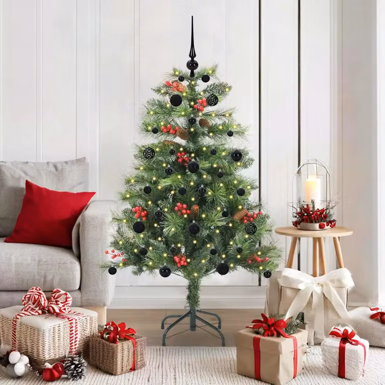 Albero di Natale artificiale verde vidaXL con 150 LED bianco caldo in PVC e metallo