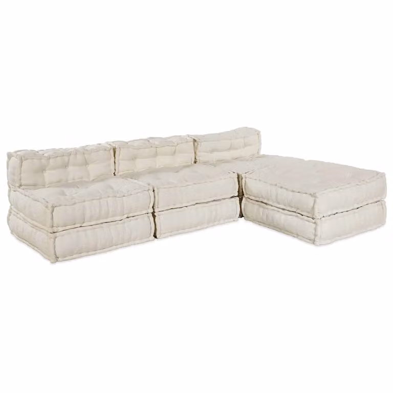 vidaXL Divano Modulare a L in Tessuto Beige con Struttura Imbottita L/P/H: 210 x 140 x 56 cm