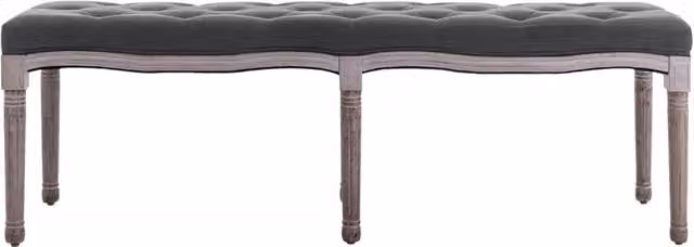 Panca in Lino e Legno Massello 150x40x48 cm Grigio Scuro