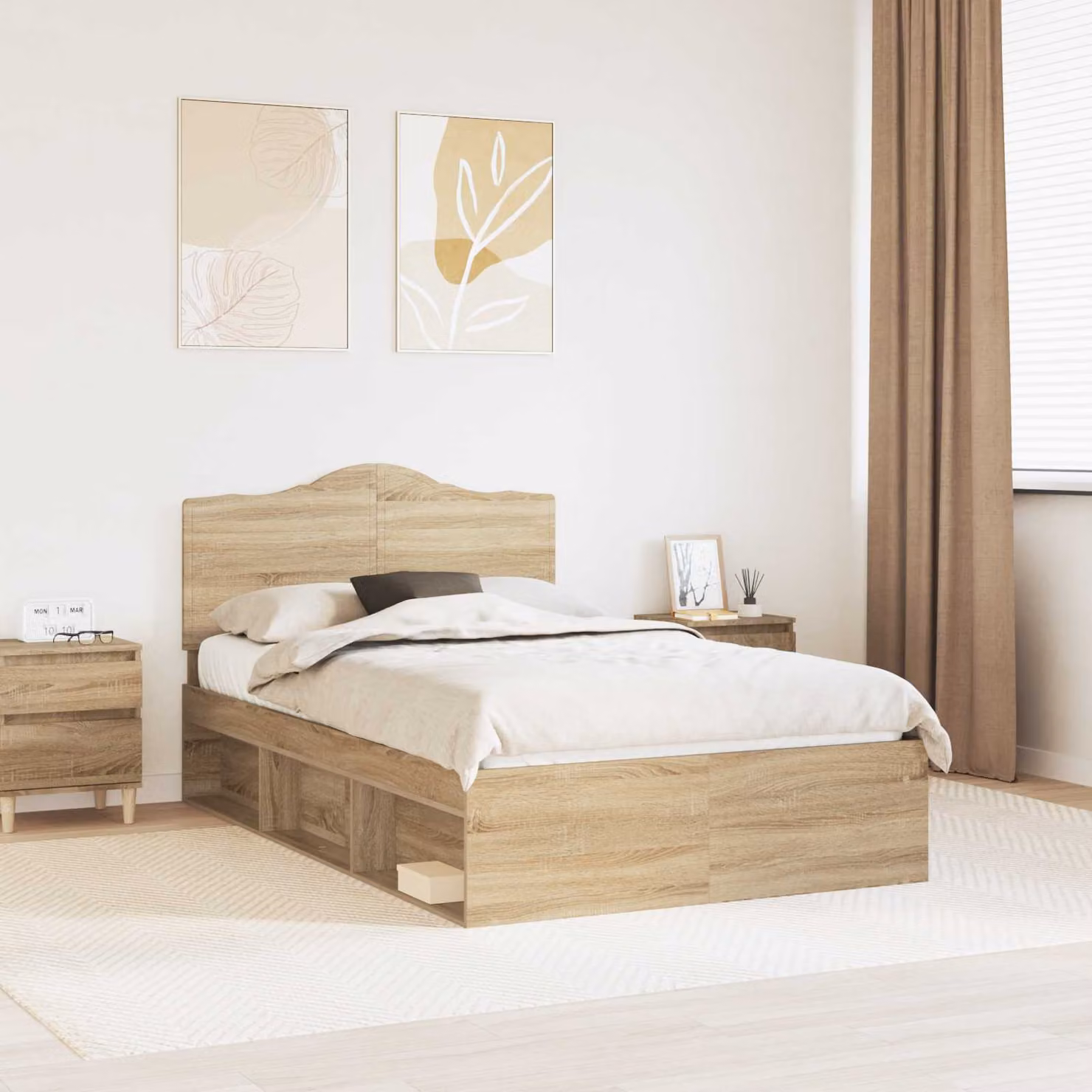 vidaXL Struttura del letto Sonoma in pino massello marrone L: 120 cm, P: 200 cm, H: 100 cm