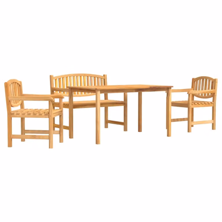 Set da Pranzo per Giardino 4 pz in Legno Massello di Teak