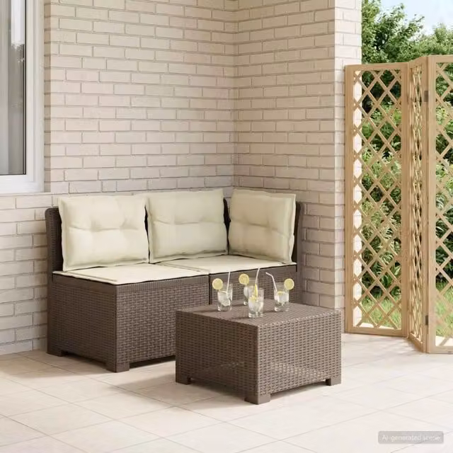 Divano da esterno-Divano da Giardino a 2 Posti con Cuscini Aspetto Rattan PP 430368