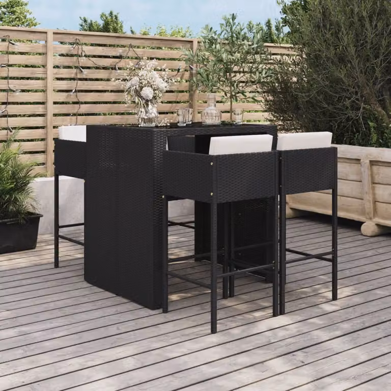 Maison Exclusive - Set da bar da giardino 5 pezzi con cuscini in polyrattan nero