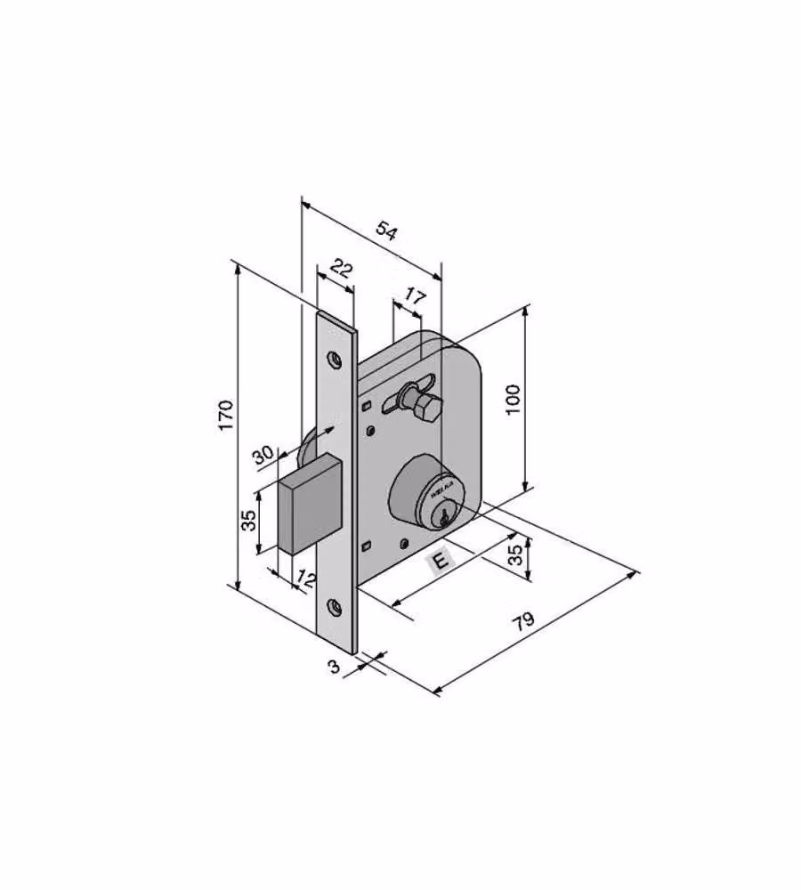 Serratura Infilare per porte in Ferro 605.00.00.1 065.45.00.0 Welka