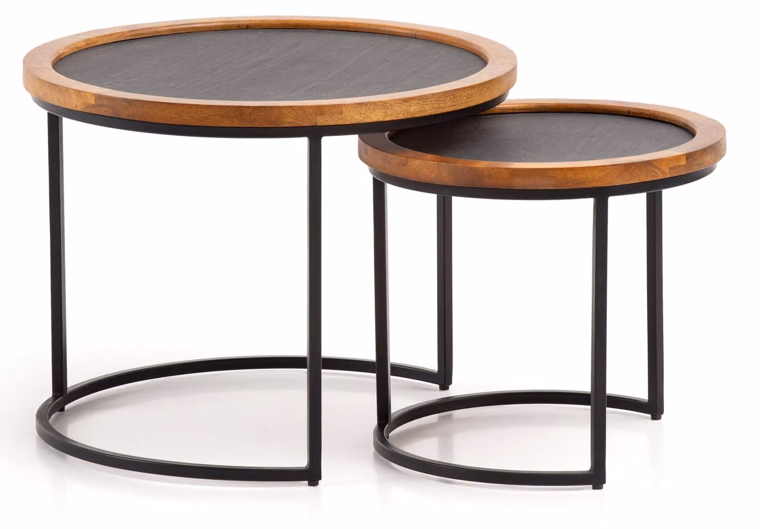 Tavolino da salotto set di 2 pezzi in legno massiccio di mango / look pietra tavolo da salotto rotondo | Wohnling
