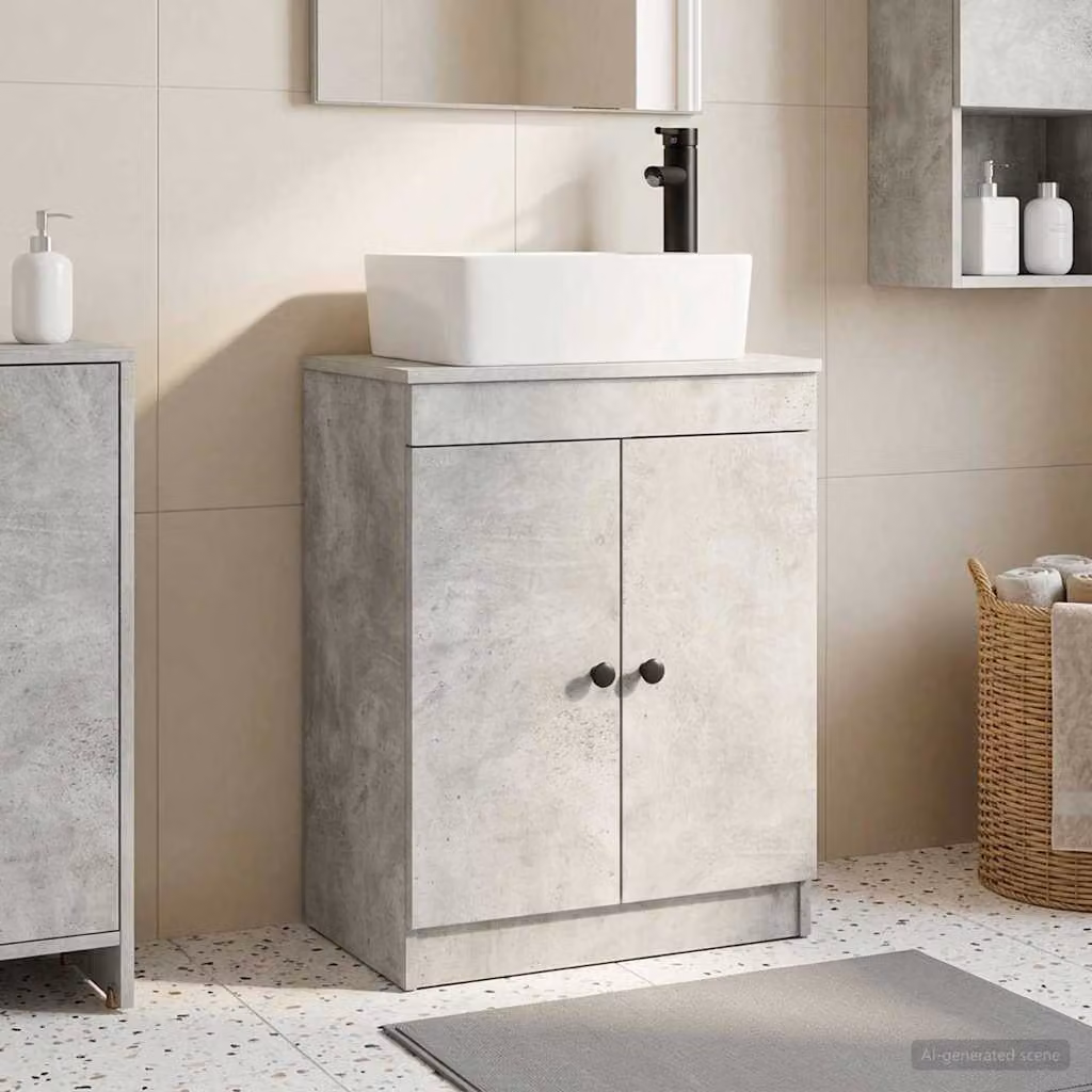 Mobile da bagno con lavabo vidaXL moderno Grigio e Nero L: 54 cm, P: 35 cm, H: 83 cm