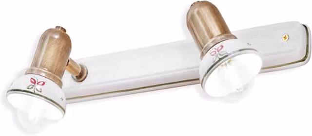 Applique Classica Savona Metallo E Ceramica Ottone Brunito 2 Luci E14