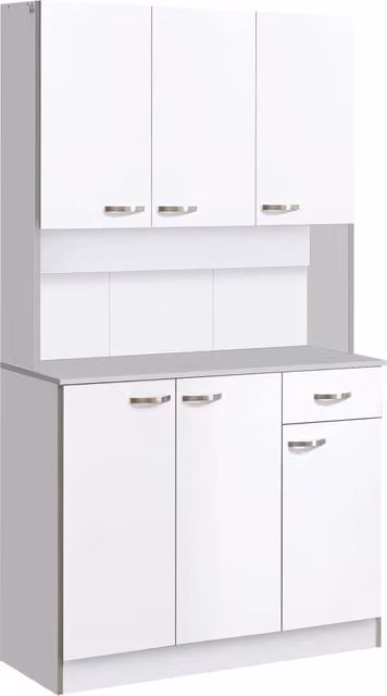Armadio con Pensili da Cucina in Legno Bianco 101x39x180 cm