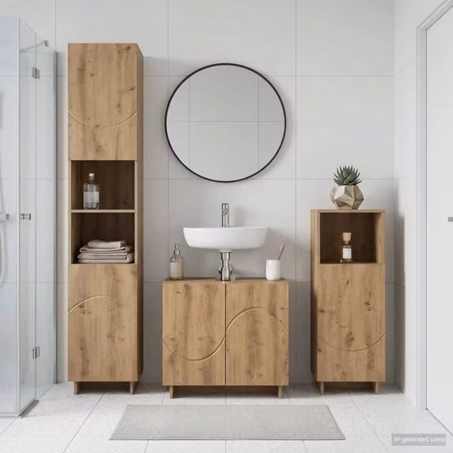 Set mobili da bagno 3 pz Rovere Artigianale 3433054