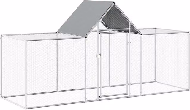 Pollaio in acciaio zincato color argento CFW3230389 L: 3 m, P: 1 m, H: 1,5 m