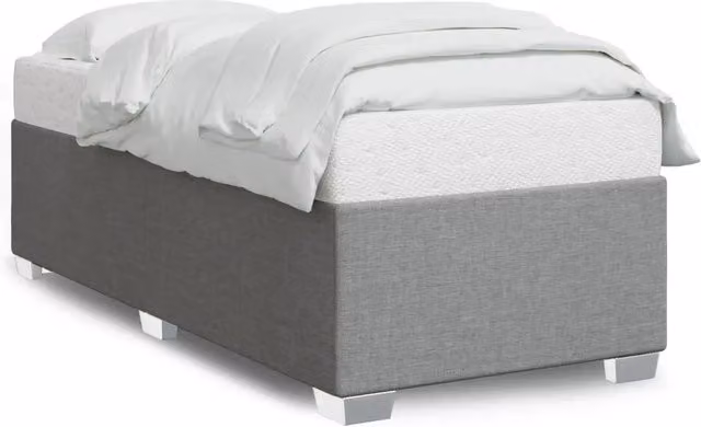 Letto singolo DESIGN IN per adulti in tessuto grigio chiaro con doghe in legno, L/P/H: 90 x 200 cm