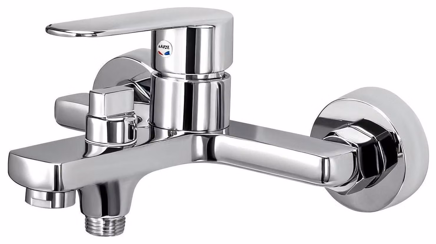 Miscelatore monocomando da parete, in ottone cromato, con deviatore girevole, lunghezza da 135 a 165 mm