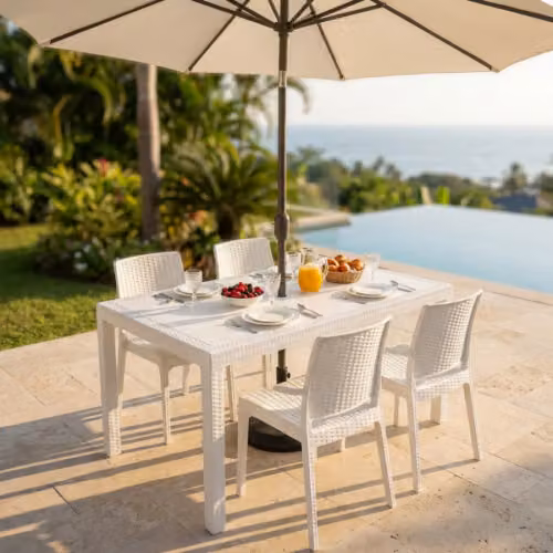 Tavolo Houston da giardino in wicker 150x90