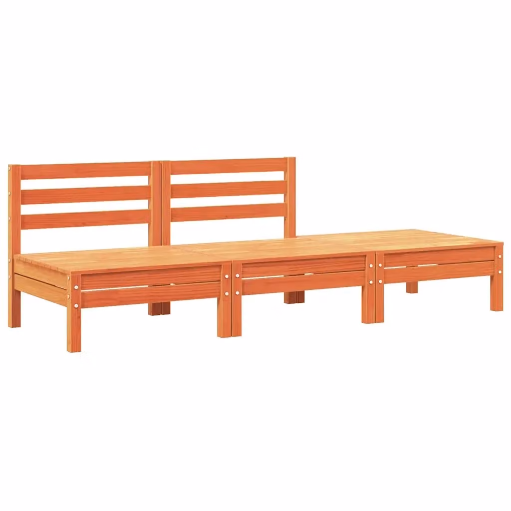 Divano da giardino a 3 posti DESIGN IN in legno massello di pino marrone con cuscini inclusi – 2