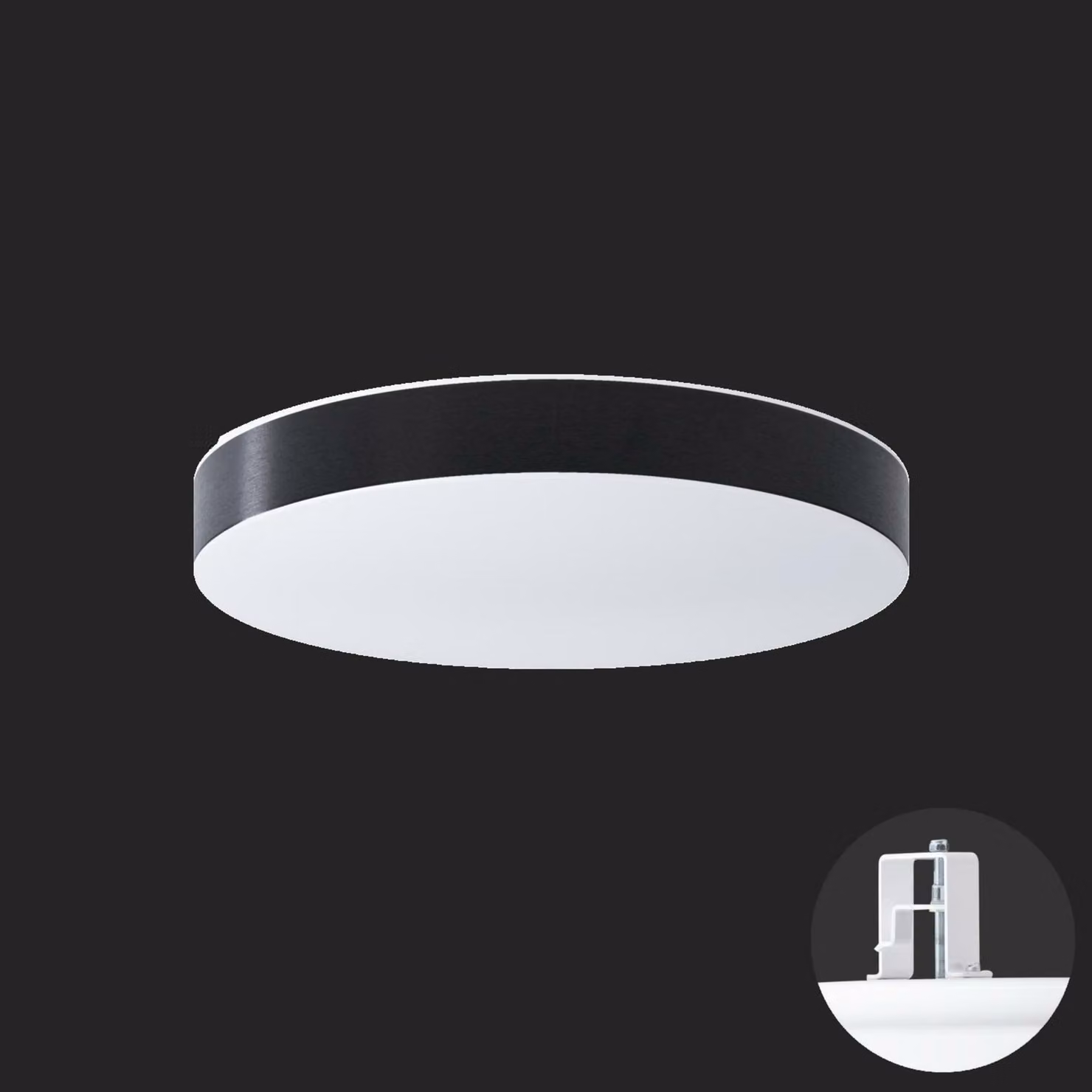 OSMONT DEL69341 DELIA CV2 apparecchio semipermanente da soffitto/parete in plastica bianco / bianco - nero IP44 3000 K 33W LED HF emergenza combinata 3 h
