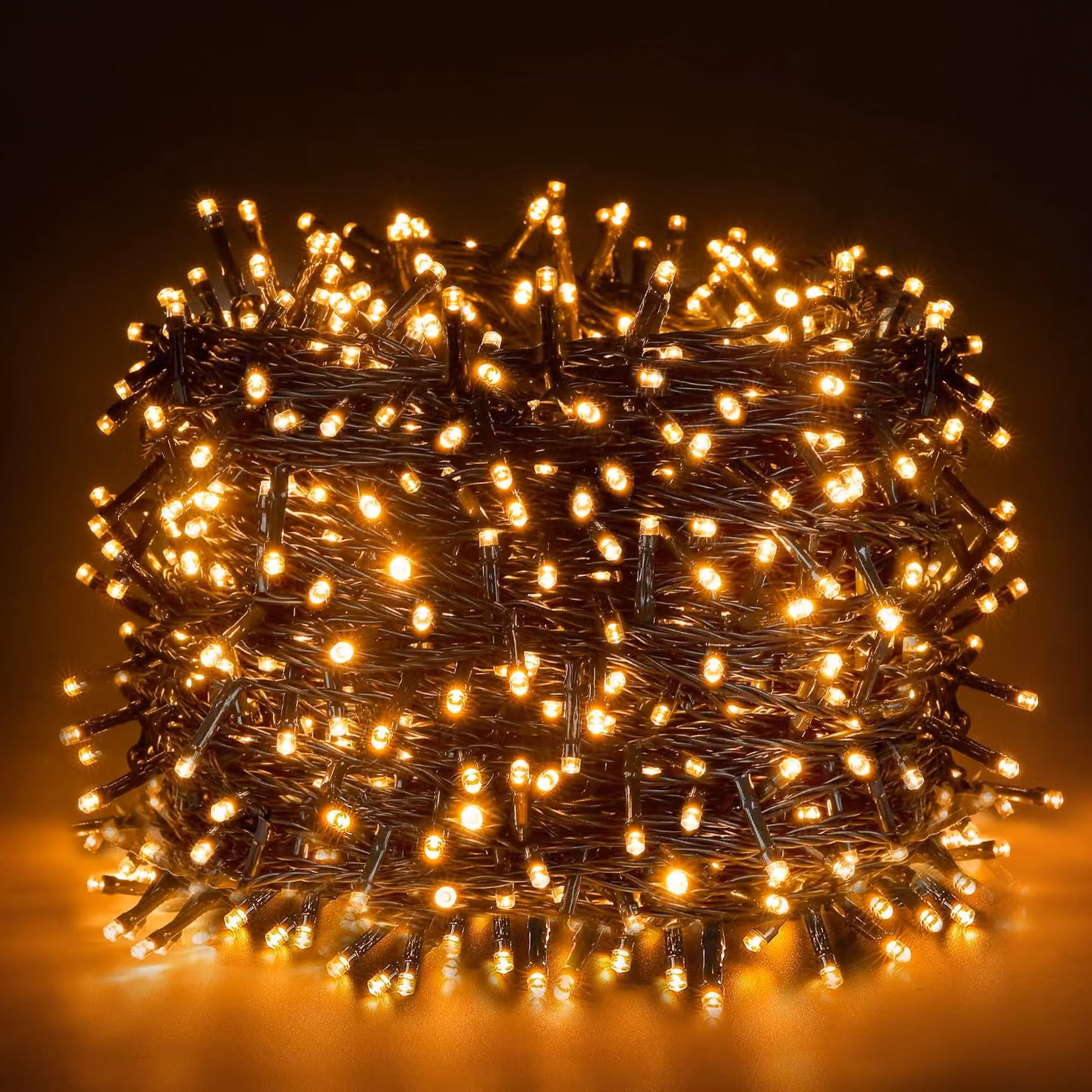 Catena luminosa LED da 100 metri, 1000 LED, luce bianco caldo, grado di protezione IP44, 8 modalità, 9W