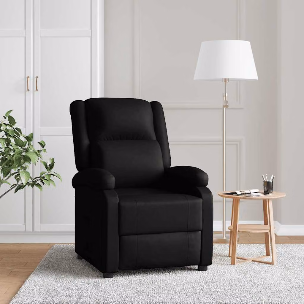 vidaXL Poltrona Reclinabile Nera in Similpelle con Braccioli e Regolazione Manuale – 1