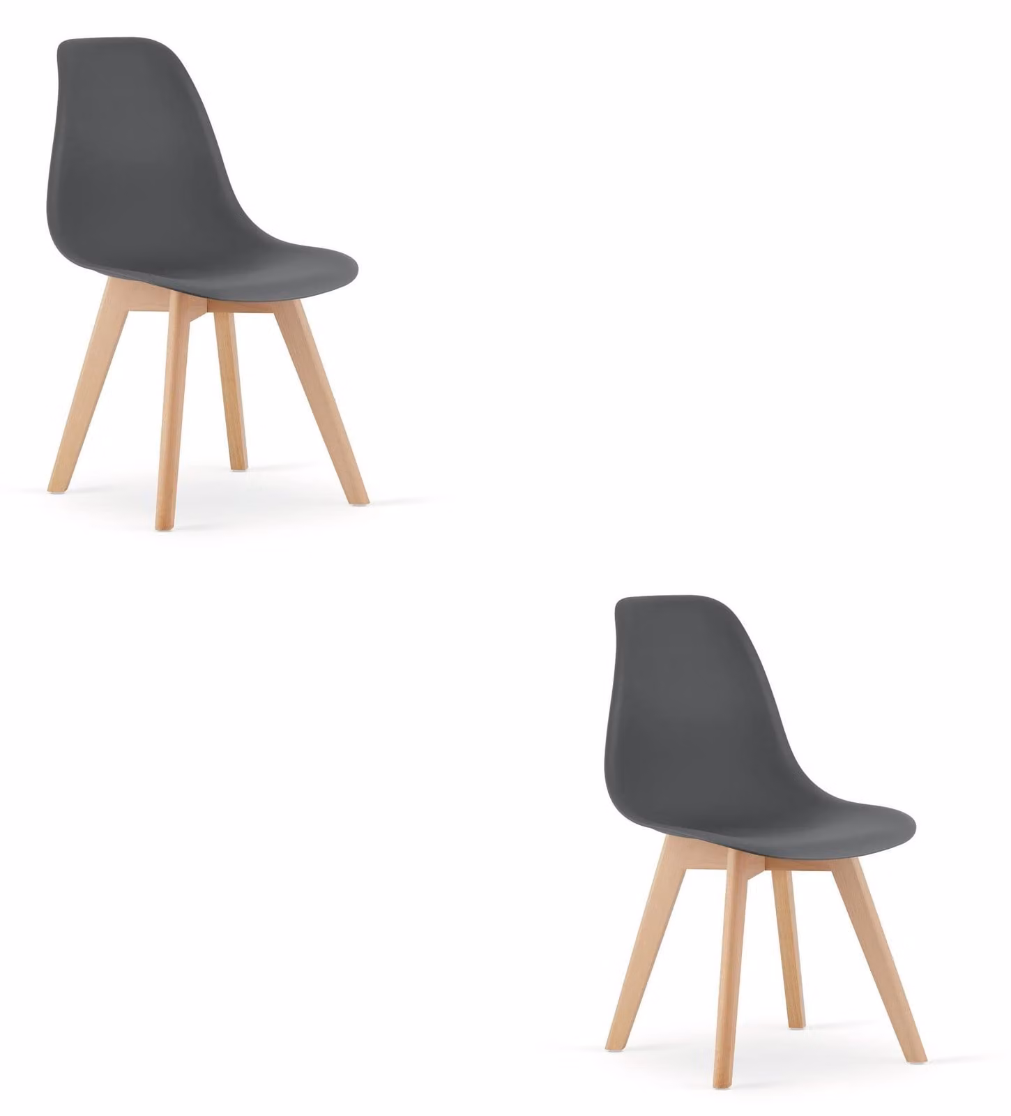 Sedia - Leobert - Kito - Grigio scuro/gambe naturali - 46 x 54,5 x 80 cm - Set da 2