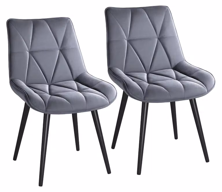 Set di 2 sedie da pranzo - Design moderno - Grigio - Ecopelle - Sedute imbottite - Gambe in metallo - 81 x 57 x 50 cm
