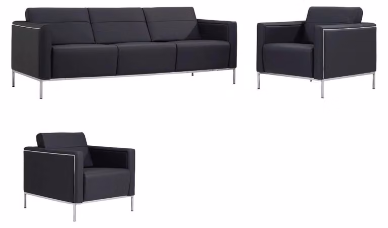 Büro Möbel Sessel Design Sofa 3-Sitzer Polster 2x Sessel Luxus Sitz Relax