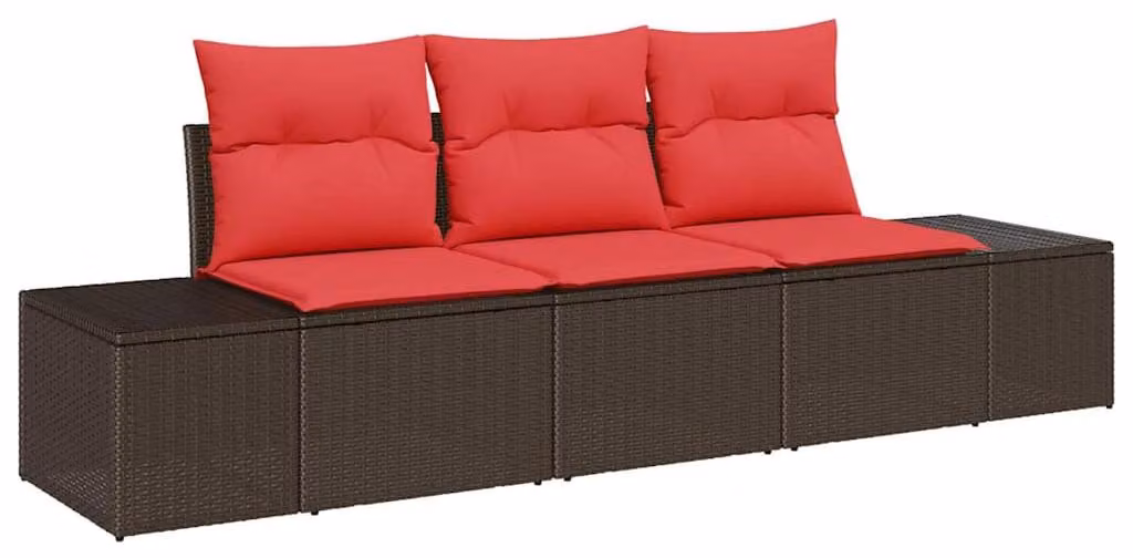 Set di divani con cuscino 3 pcs Marrone polyrattan
