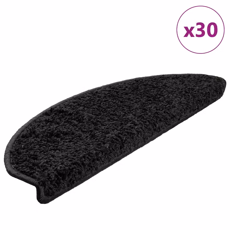 vidaXL Tappetini per scale semicircolari grandi, 30 pezzi, Nero, L: 65 cm, P: 40 cm, H: 4 cm