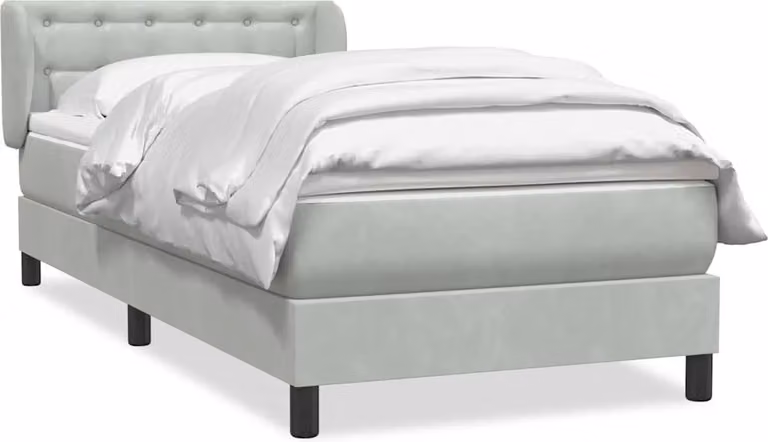 Giroletto a Molle con Materasso Grigio Chiaro 80x220 cm Velluto