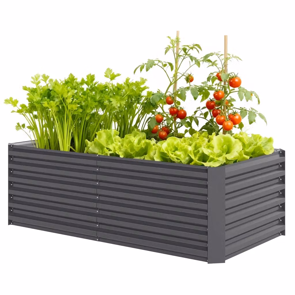 Fioriera rettangolare da esterno Xylo in acciaio galvanizzato grigio L: 180 cm, P: 90 cm, H: 57,5 cm – 2