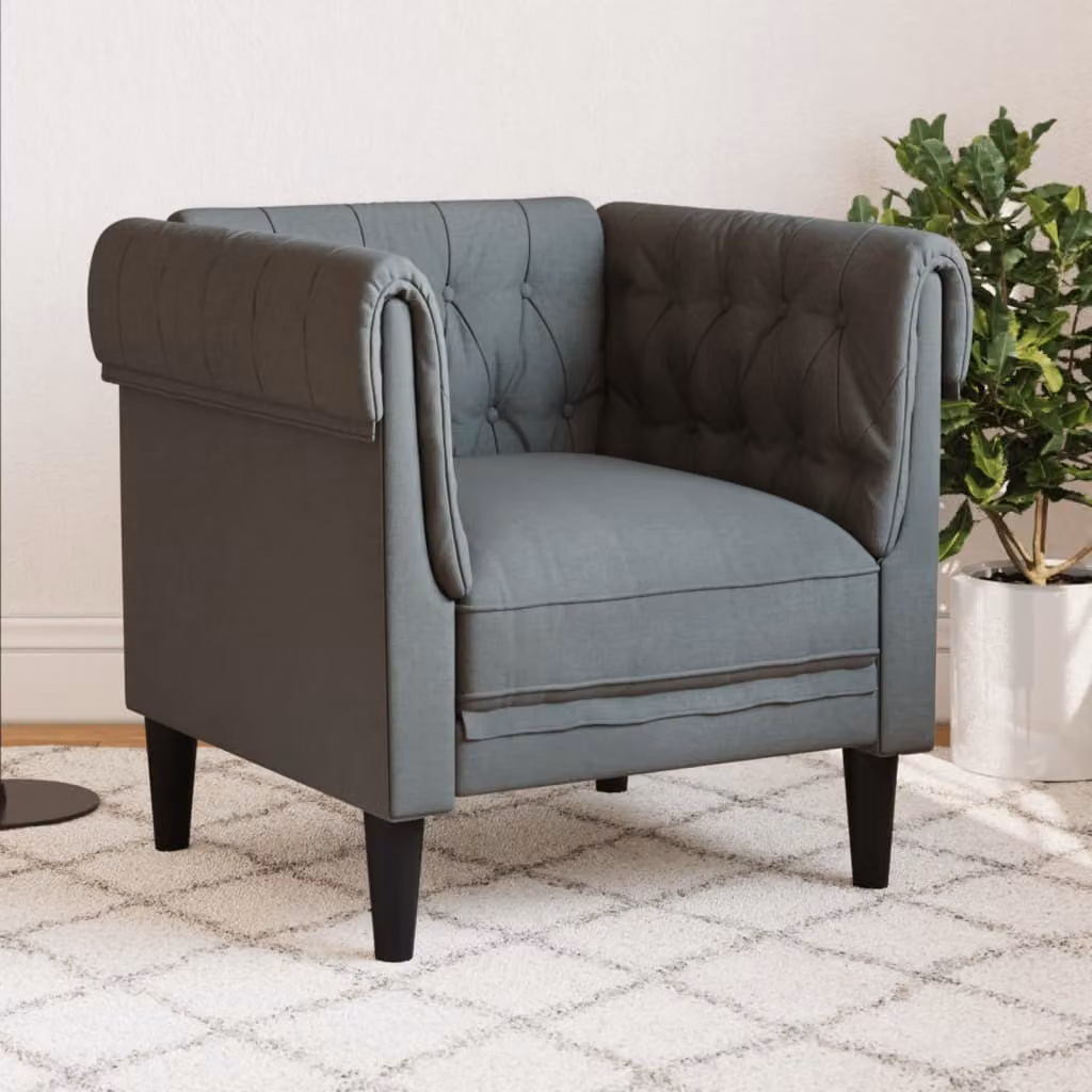 Maison Exclusive - Poltrona Chesterfield, tessuto grigio scuro