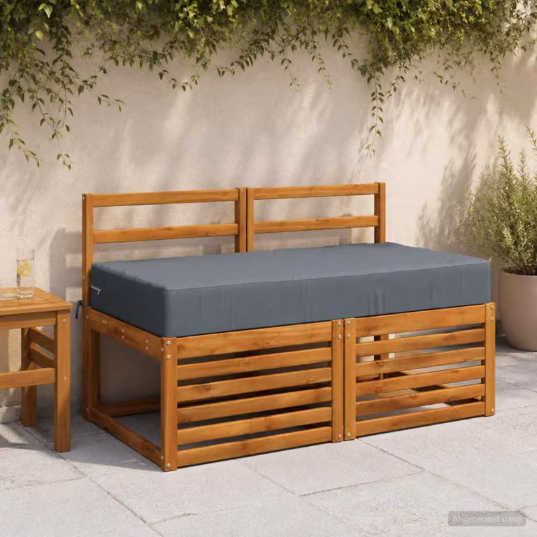 Cuscino per la seduta vidaXL SOEST in poliestere blu e grigio con rivestimento lavabile e resistente ai raggi UV