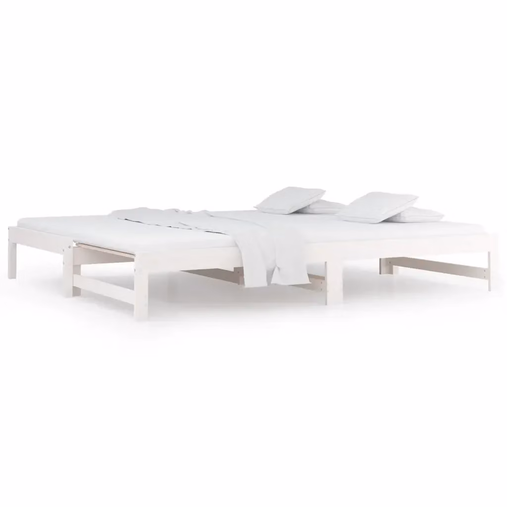 vidaXL Dormeuse Estraibile Bianca in Legno di Pino Massello per Adulti, 2x 90x190 cm – 2