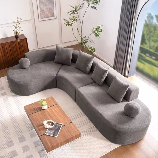 Divano angolare a L ¨C Minimal ¨C tessuto morbido, 327cm