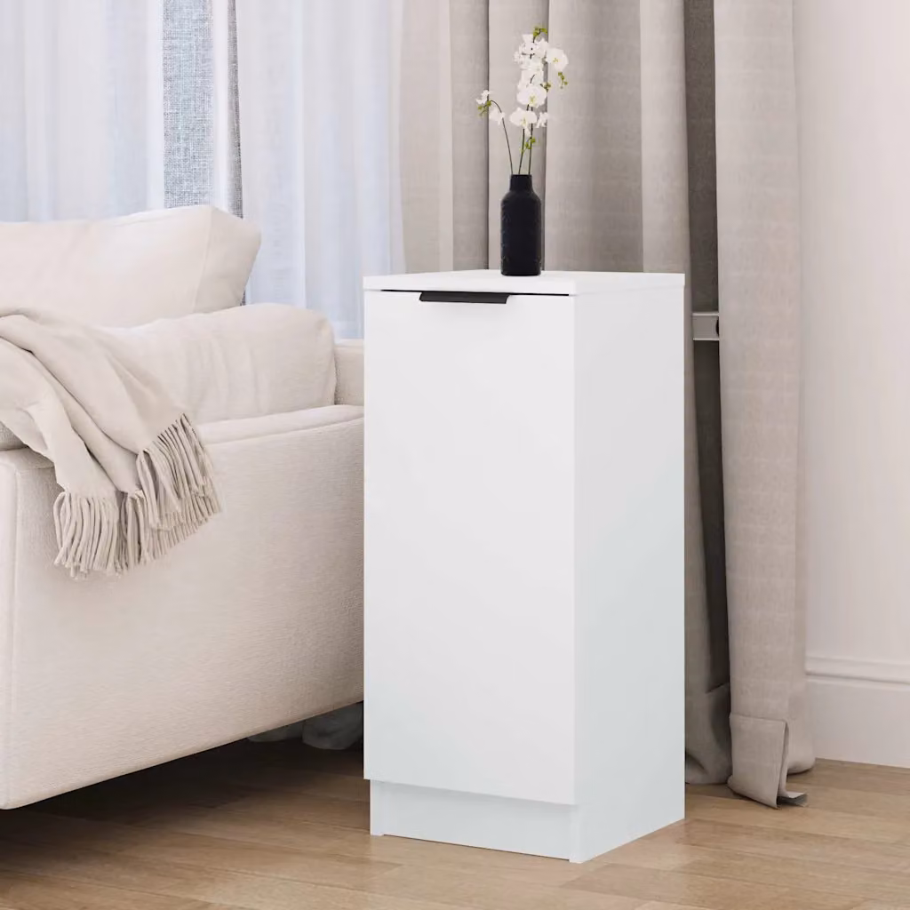 Credenza bianca vidaXL in legno multistrato e MDF per soggiorno, design minimalista, L/P/H: 30 x 30 x 70 cm