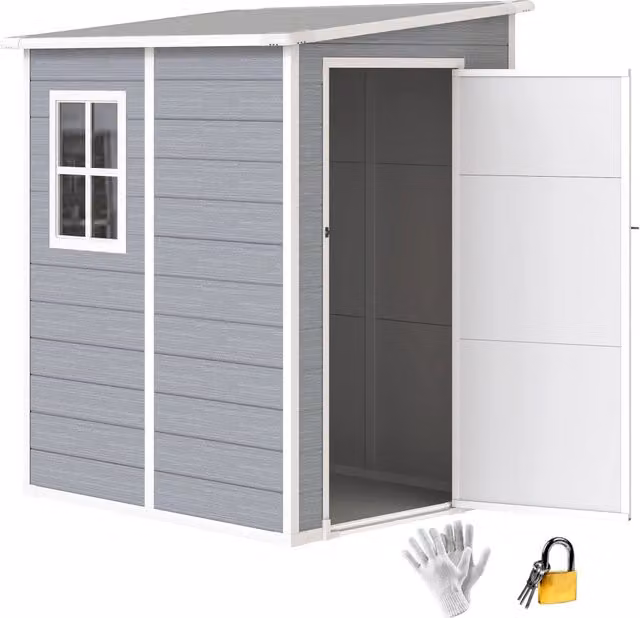 Casetta da giardino in alluminio ¨C Xylo ¨C grigio, con finestra e porta con serratura, 122x149x192 cm