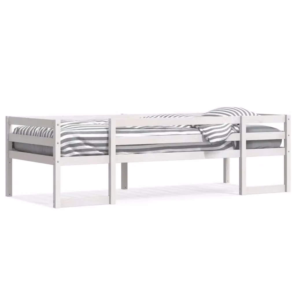 vidaXL Giroletto per Bambini in Legno Massello di Pino Bianco L 200 x P 90 cm – 2