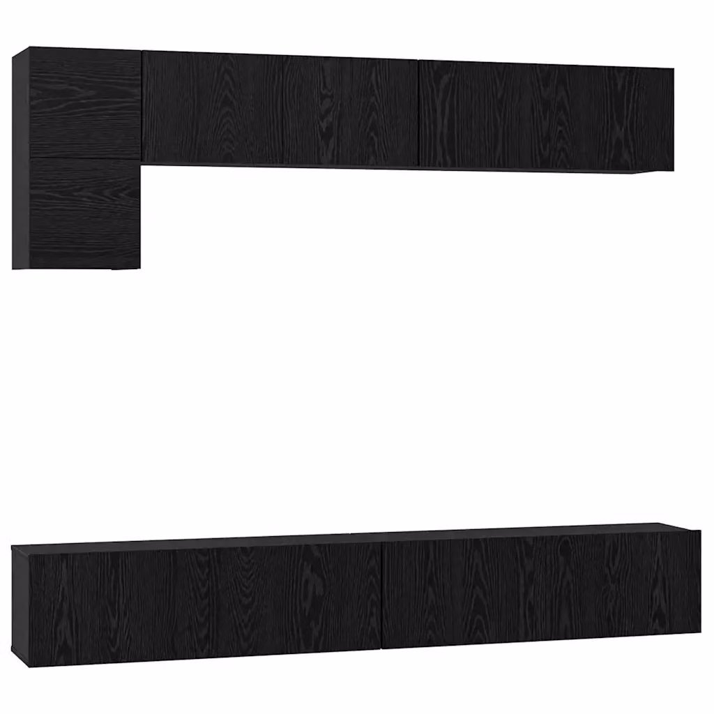Set mobile TV moderno vidaXL in legno MDF color rovere e nero per soggiorno – 2