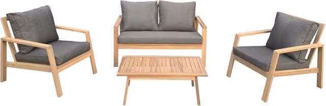 Set di mobili da giardino in acacia GILI 4 posti - cuscini grigi