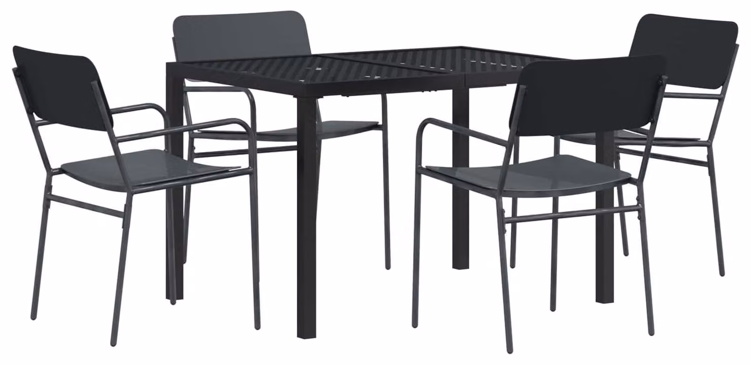 Set di mobili da giardino, 5 pezzi, acciaio antracite