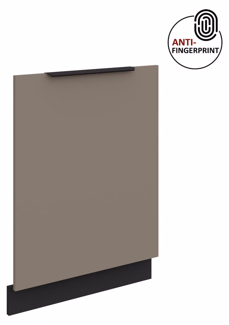 Pannello frontale per lavastoviglie da 60 cm completamente incassata ARIA, grigio sabbia ultra opaco + nero opaco, frontali di alta qualità con rivestimento anti-impronta, cucina a incasso