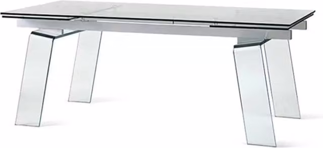 Tavolo moderno Crystal Plus di Mobili 2G, allungabile con piano in vetro trasparente, L: 200 cm, P: 100 cm, H: 75 cm