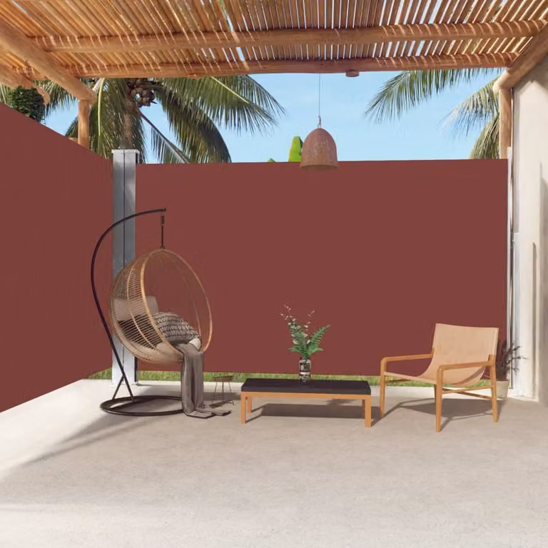 The Living Store Tenda laterale estensibile marrone 220x600 cm