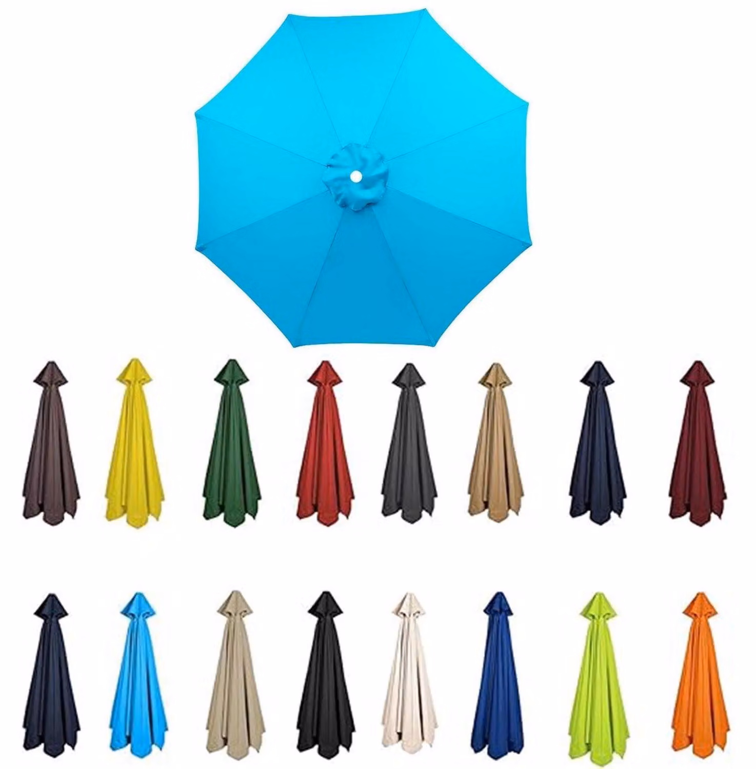 Copertura di ricambio per ombrellone, dimensioni da 3,5 metri a 2 metri, con 6/8 stecche, colore blu oceano, protezione UV 50