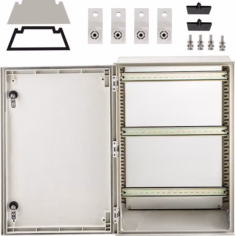 SucceBuy Contenitore NEMA in acciaio, 60 x 40 x 23 cm, scatola di controllo NEMA 4X in fibra di vetro, IP66 impermeabile e antipolvere, scatola di giunzione per interni/esterni con piastra di montaggio