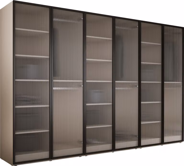 Armadio, beige sabbia / vetro trasparente, 3 x 100 x 200 x 51 cm